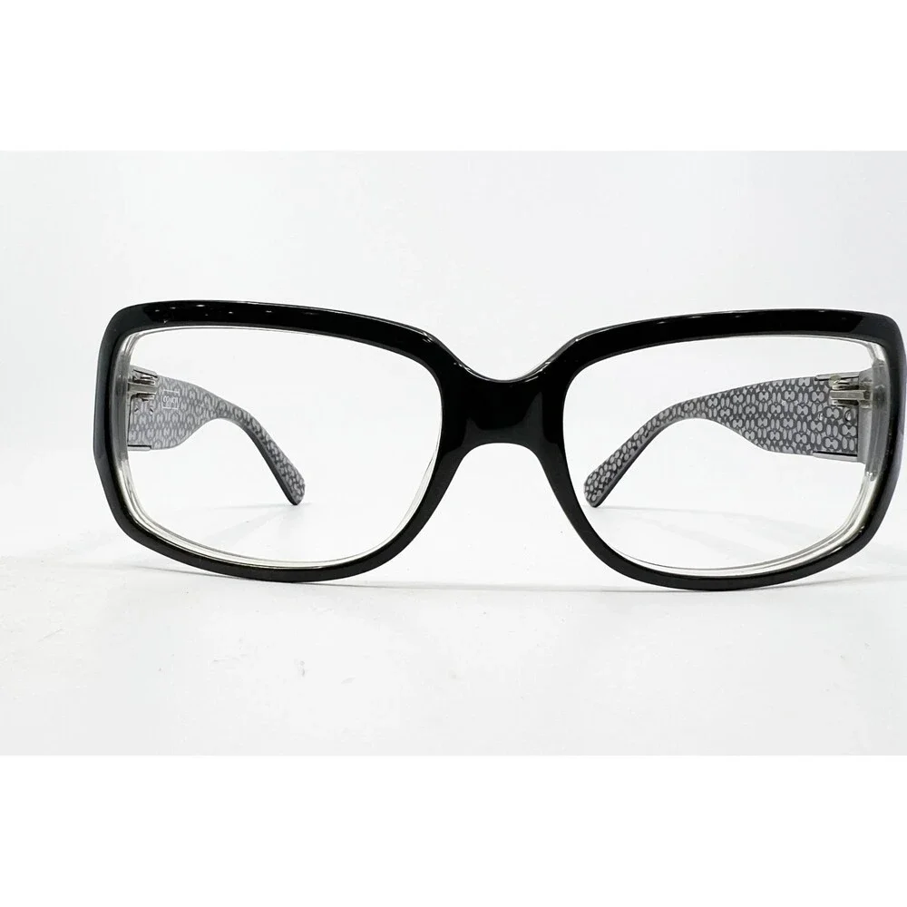 Coach Eyeglasses Womens Black Signature Pattern Rectangle Frames 51-16-135
